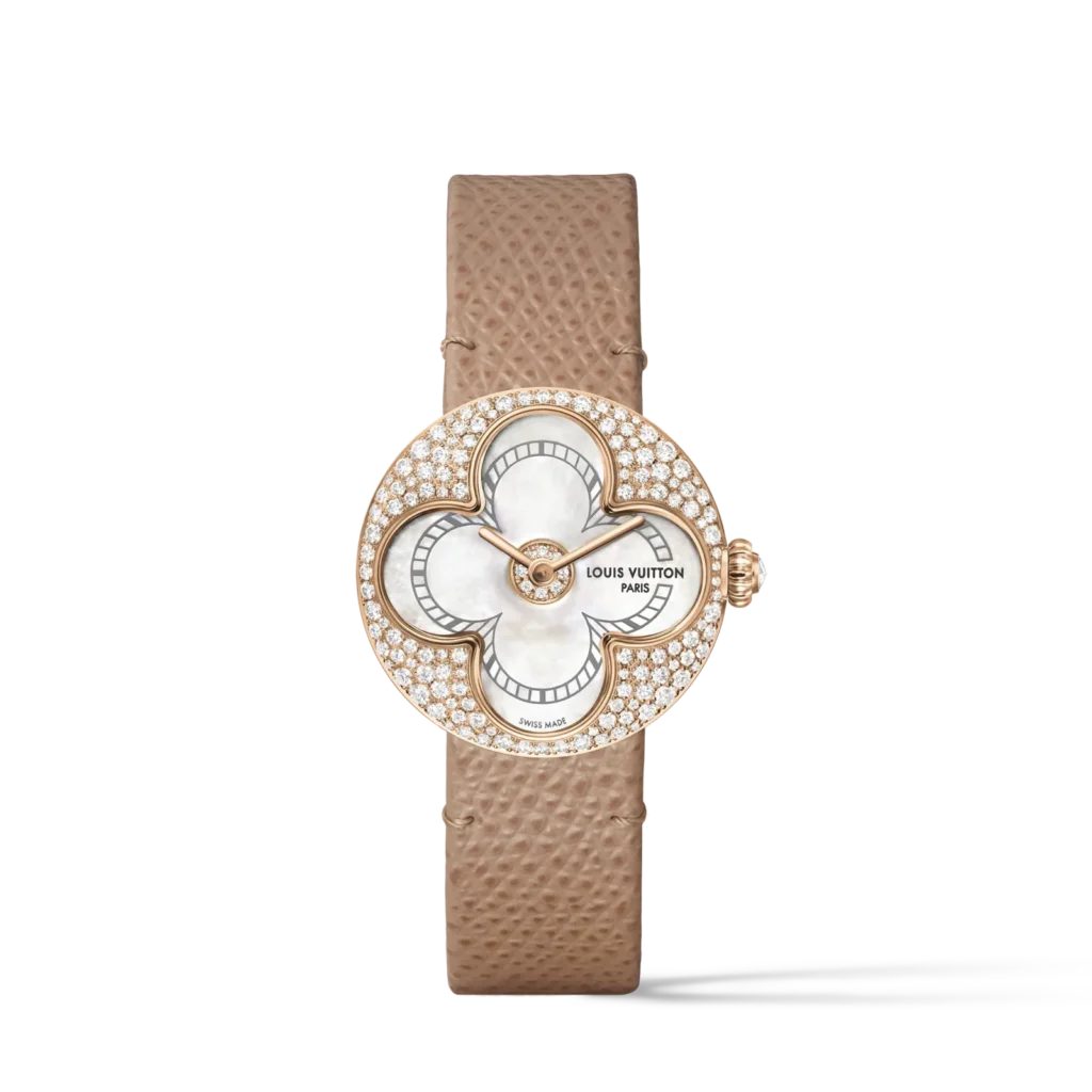 COLOR BLOSSOM 18K gold (rose) shell diamond quartz watch, 26 mm product photograph