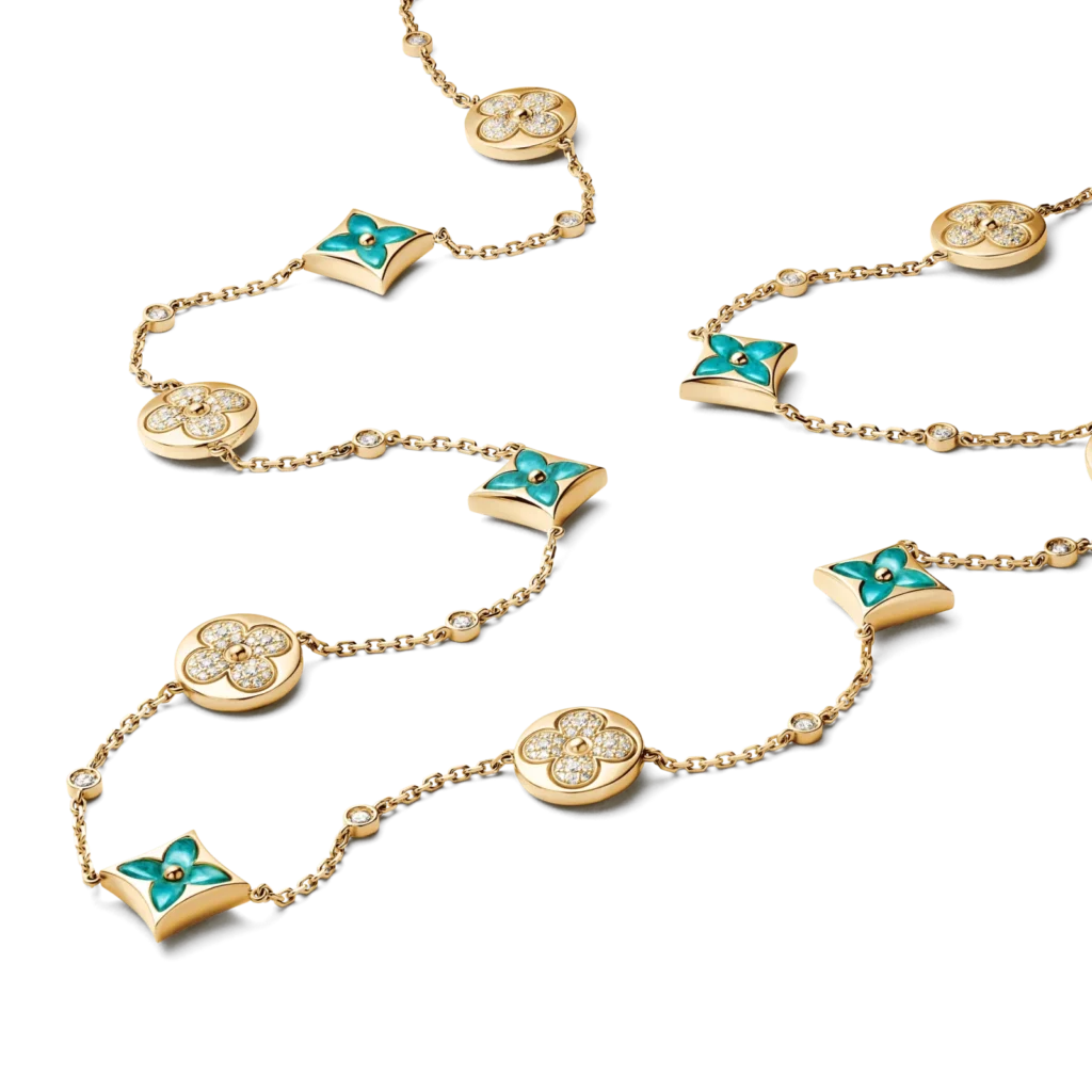 COLOR BLOSSOM BB MULTI-PATTERN 18K Gold Amazonite Diamond Long Necklace