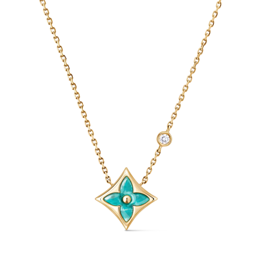 COLOR BLOSSOM BB STAR 18K Gold Amazonite Diamond Necklace