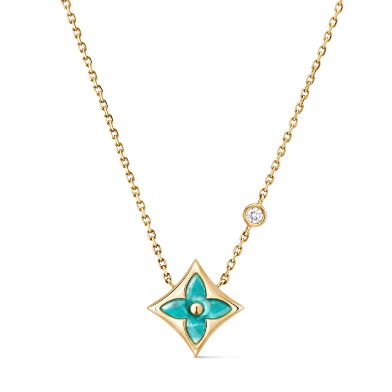 COLOR BLOSSOM BB STAR 18K Gold Amazonite Diamond Necklace