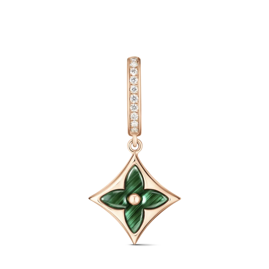 COLOR BLOSSOM BB STAR 18K Gold Malachite Diamond Earring (Single)