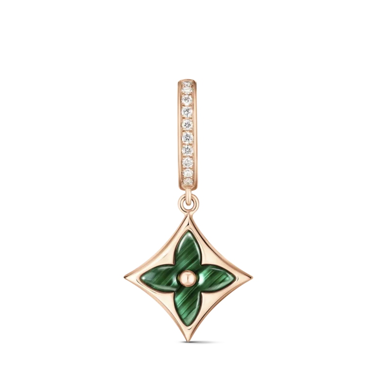 COLOR BLOSSOM BB STAR 18K Gold Malachite Diamond Earring (Single)