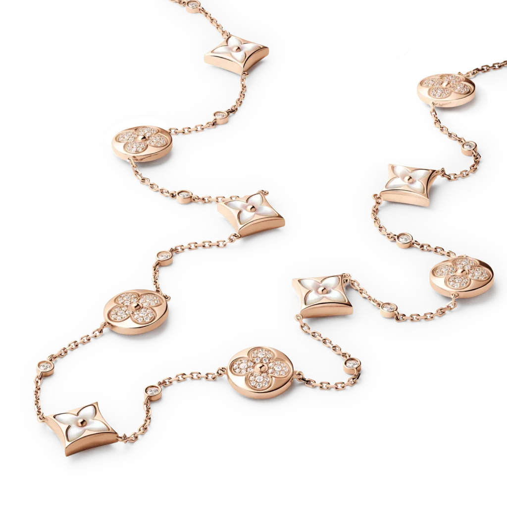 COLOR BLOSSOM BB STAR 18K Gold Shell Diamond Long Necklace product photograph