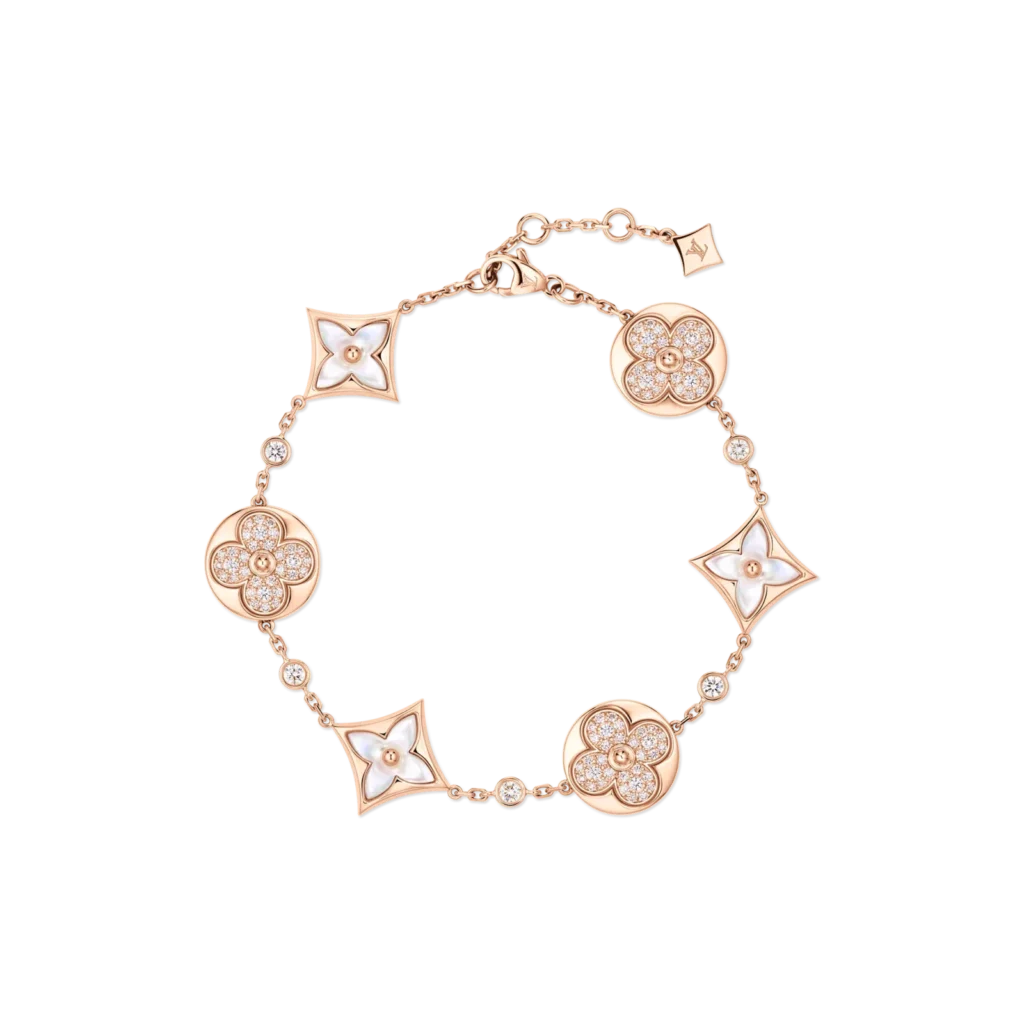 COLOR BLOSSOM BB STAR AND SUN MULTI-MOTIF 18K Gold Shell Diamond Bracelet