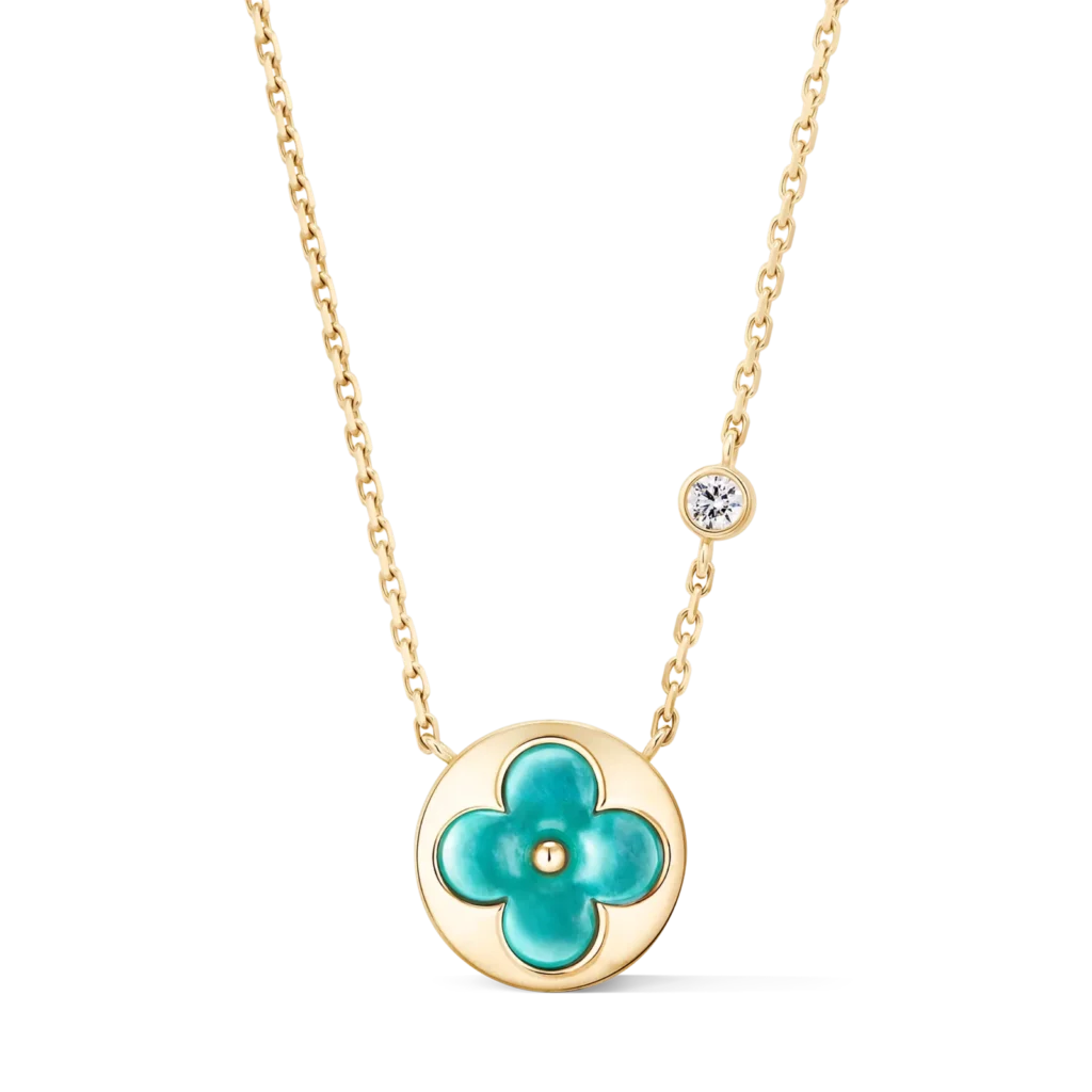 COLOR BLOSSOM BB SUN 18K Gold Amazonite Diamond Necklace product photograph
