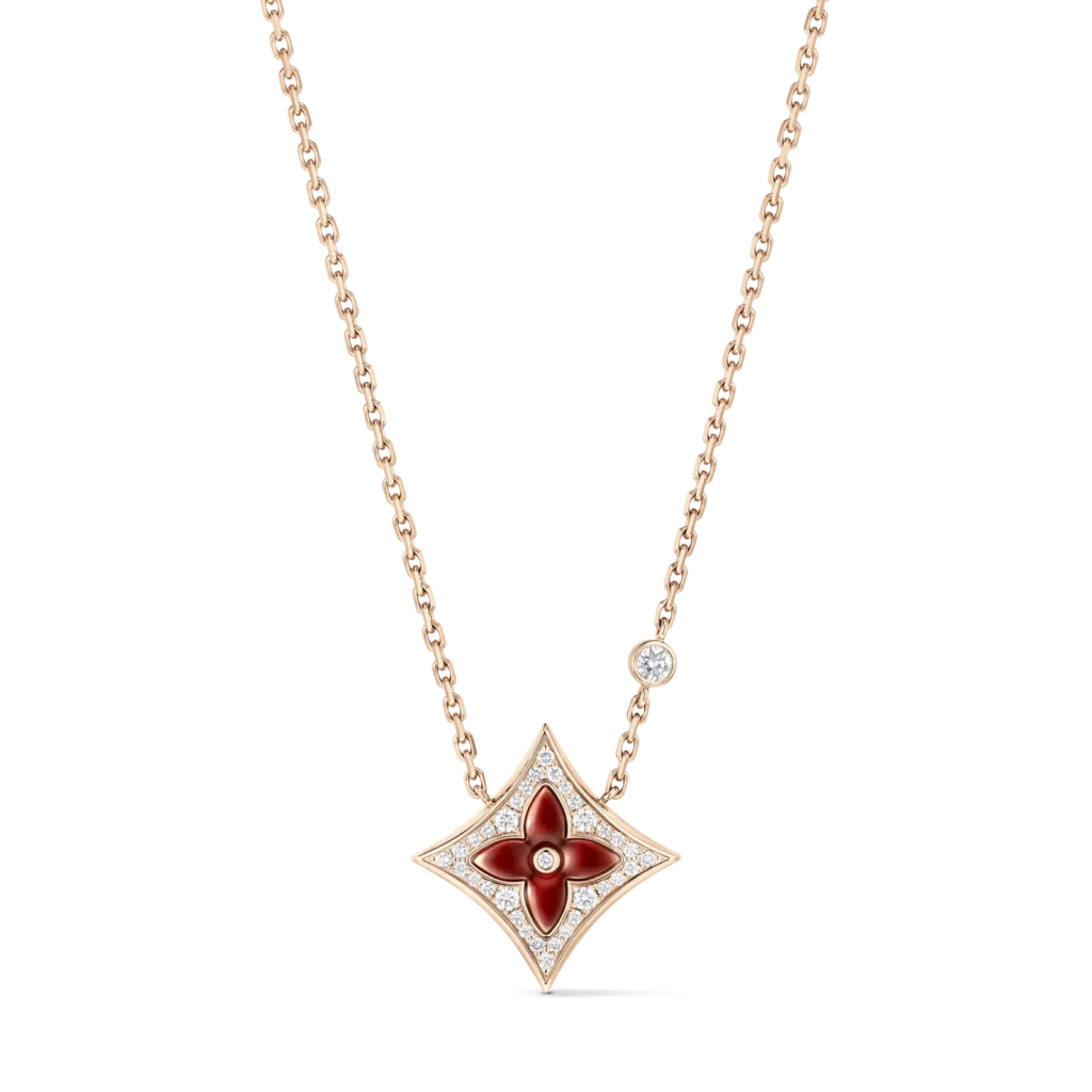COLOR BLOSSOM M STAR 18K gold (pink) chalcedony diamond necklace