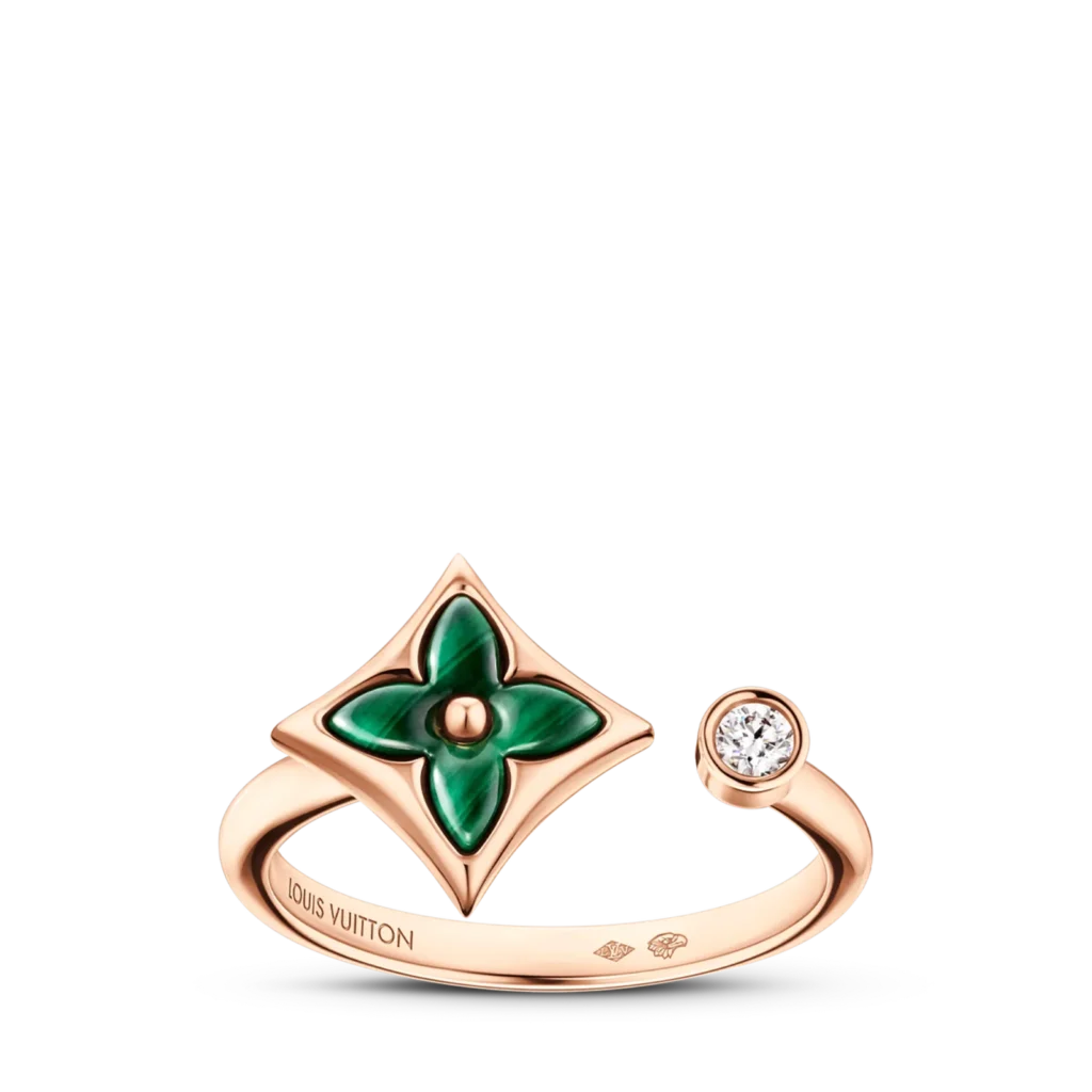 COLOR BLOSSOM MINI STAR 18K Gold Malachite Diamond Ring