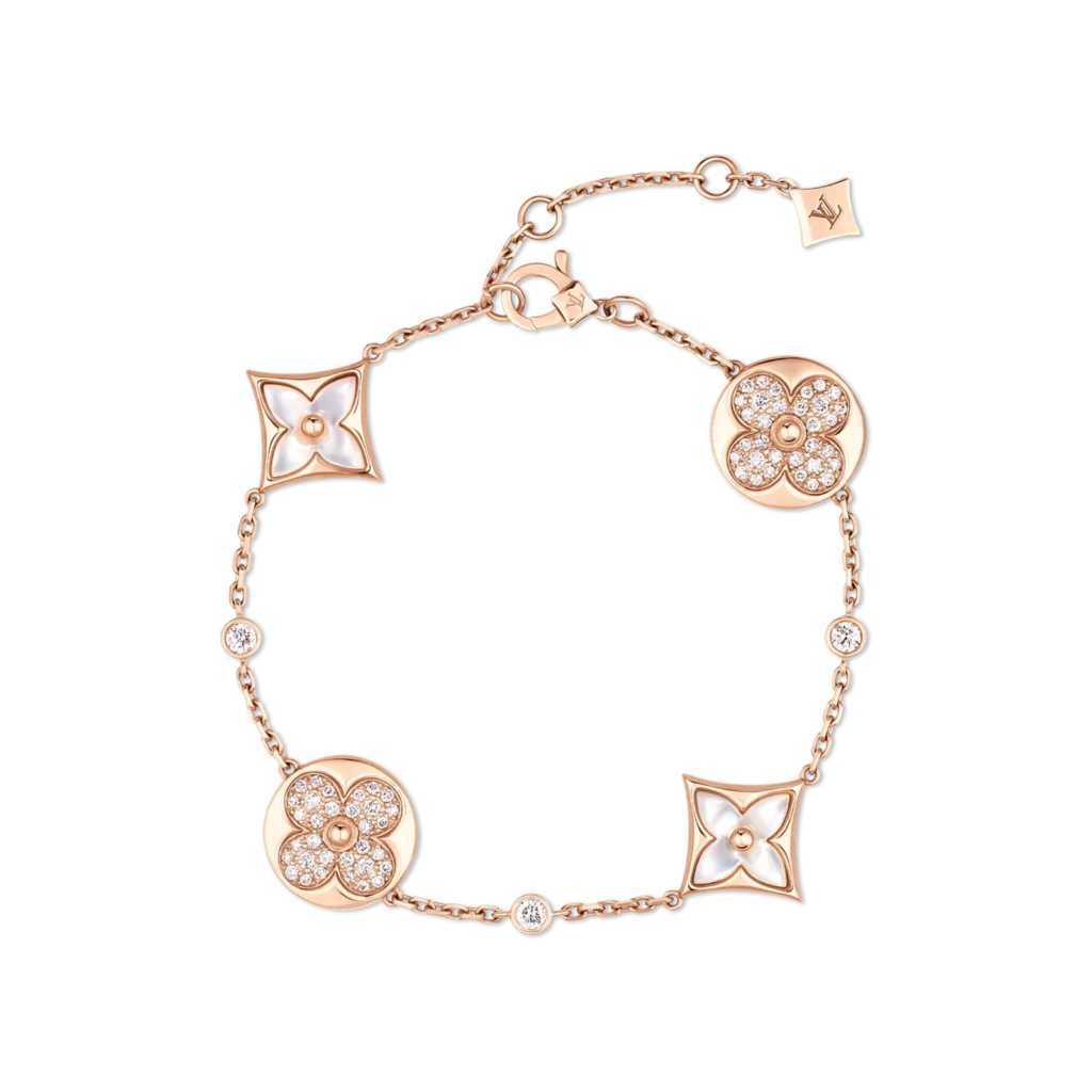 COLOR BLOSSOM STAR AND SUN BB MULTI-MOTIF 18K GOLD SHELL DIAMOND BRACELET