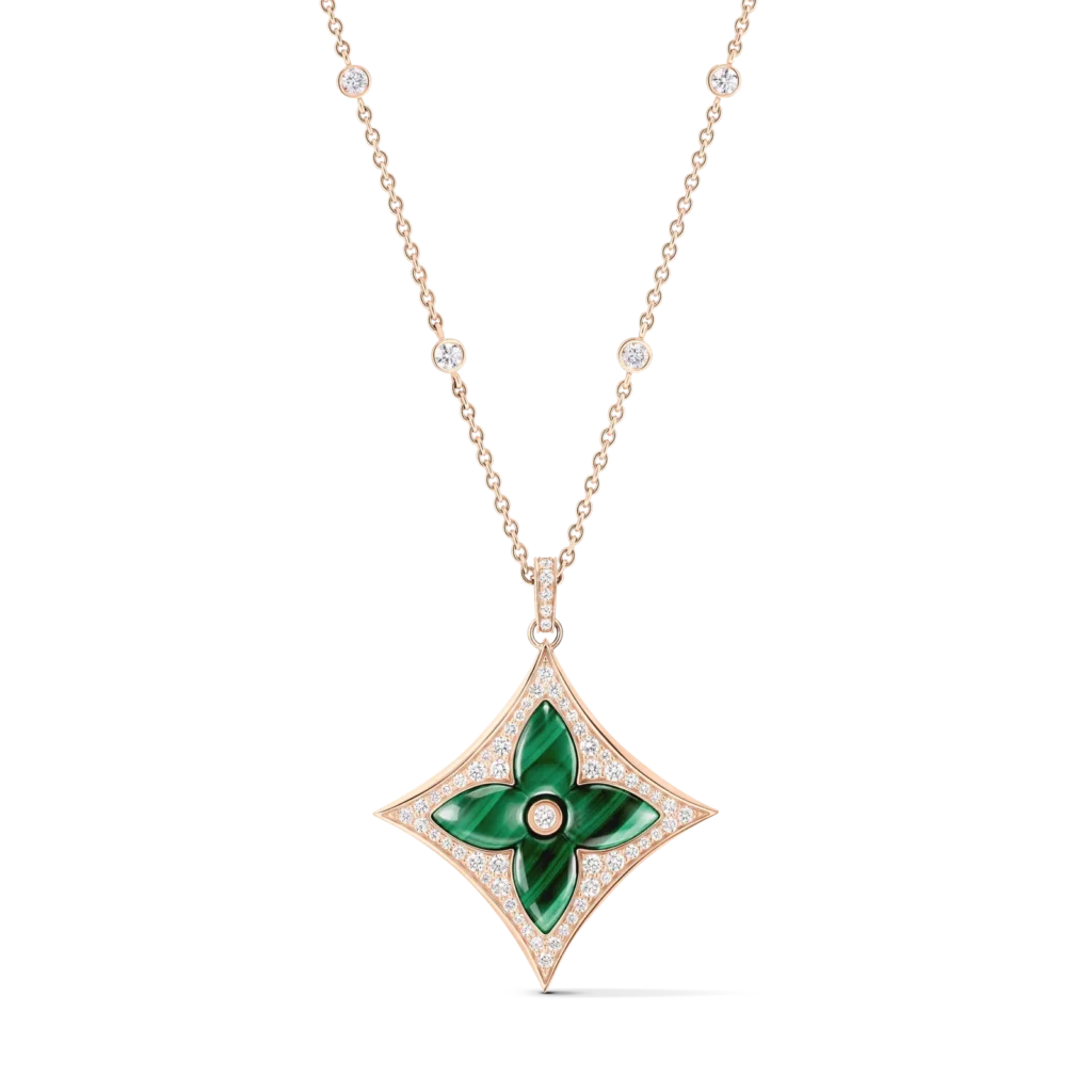 COLOR BLOSSOM XL STAR 18K Gold Malachite Diamond Necklace