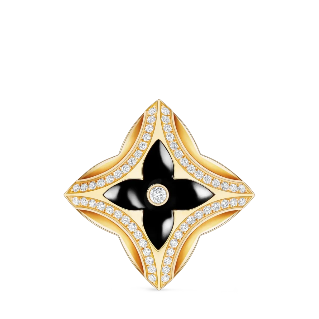 EVER BLOSSOM 18K Gold Agate Diamond Brooch