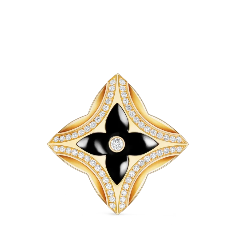 EVER BLOSSOM 18K Gold Agate Diamond Brooch