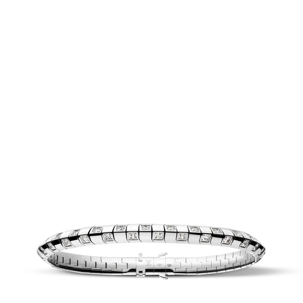 LE DAMIER DE LOUIS VUITTON 18K Gold Diamond Medium Bangle