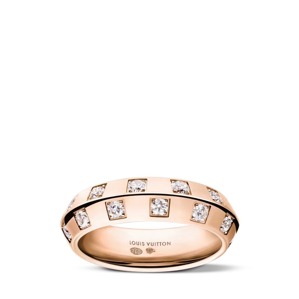 LE DAMIER DE LOUIS VUITTON 18K Gold Diamond Medium Ring