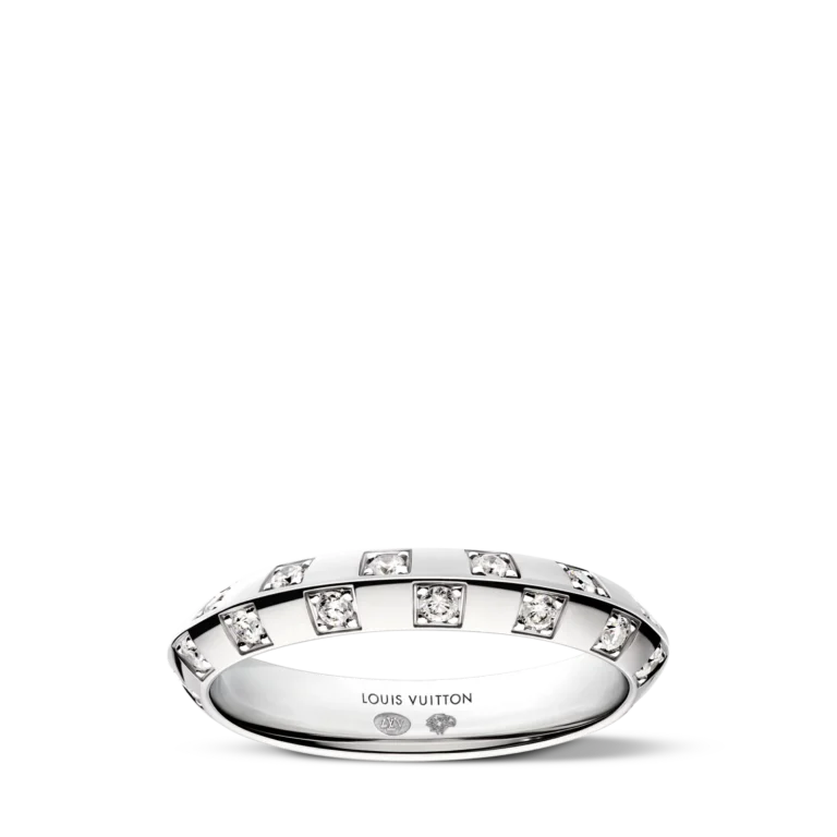LE DAMIER DE LOUIS VUITTON Small 18K Gold Diamond Ring