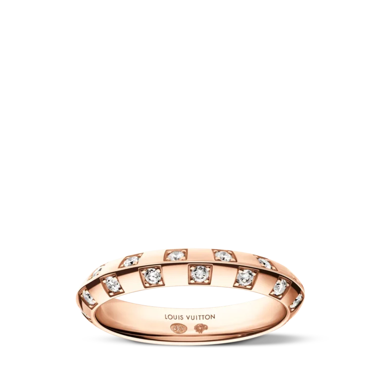 LE DAMIER DE LOUIS VUITTON Small 18K Gold Diamond Ring