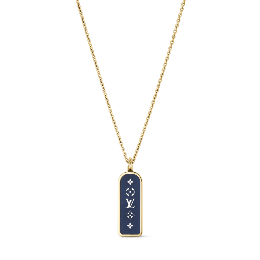 LES GASTONS VUITTON SMALL TAG 18K Gold Titanium Necklace