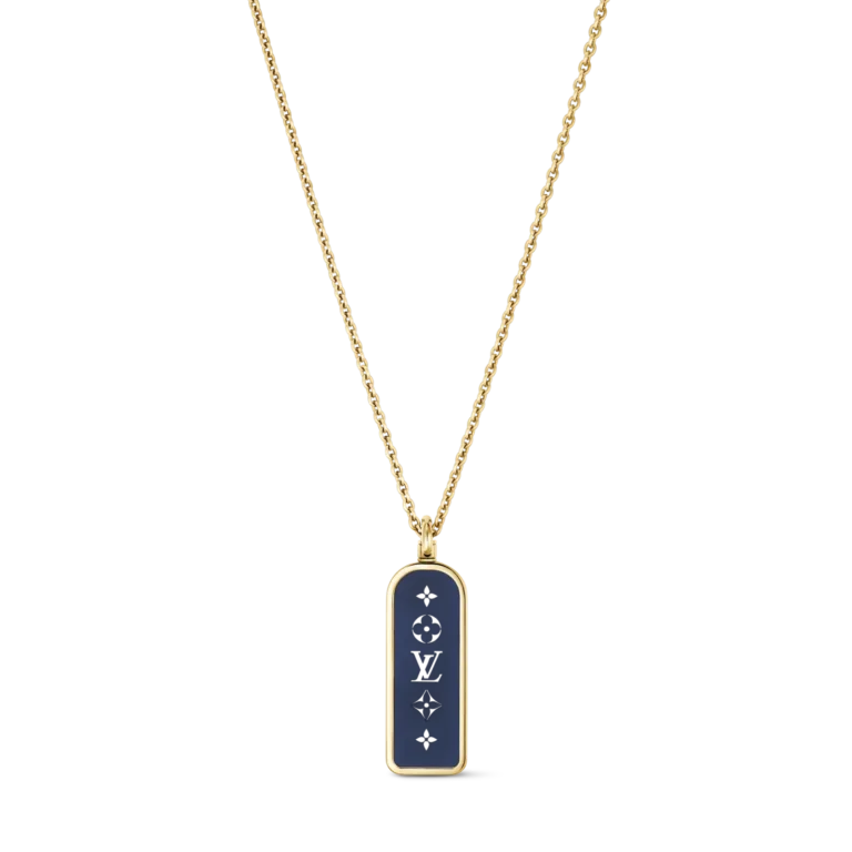 LES GASTONS VUITTON SMALL TAG 18K Gold Titanium Necklace