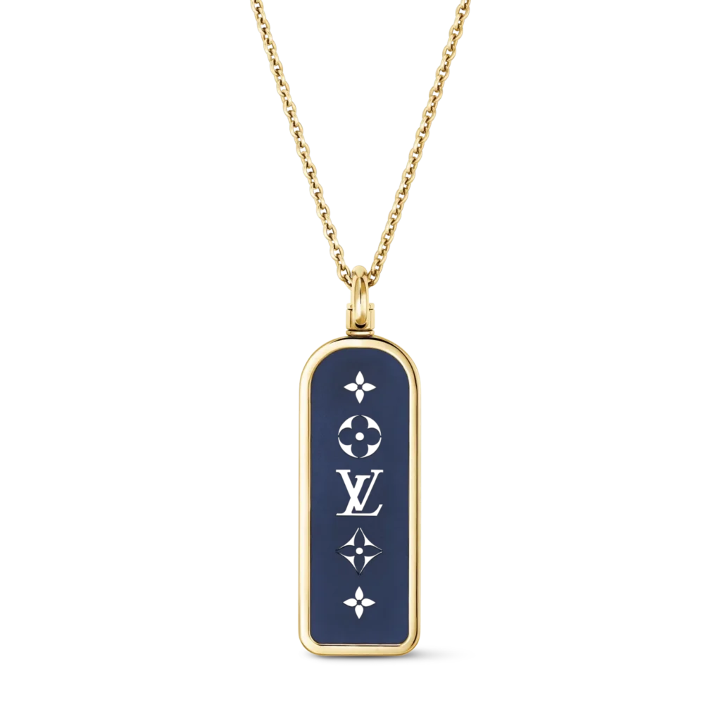 LES GASTONS VUITTON TAG 18K gold (yellow) titanium large necklace