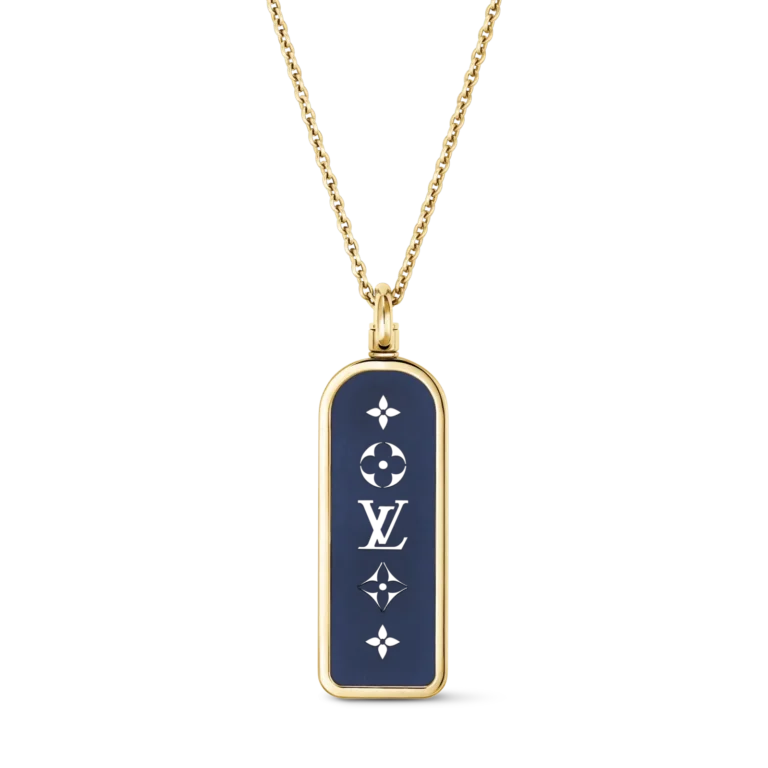 LES GASTONS VUITTON TAG 18K gold (yellow) titanium large necklace