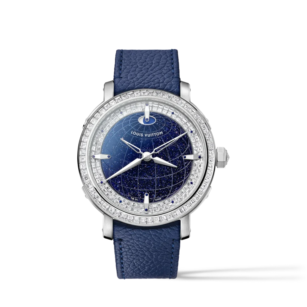 LOUIS VUITTON ESCALADE TWIN ZONE Platinum Diamond Automatic Watch, 41 mm product photograph
