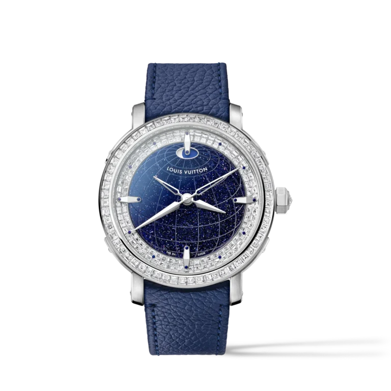 LOUIS VUITTON ESCALADE TWIN ZONE Platinum Diamond Automatic Watch, 41 mm