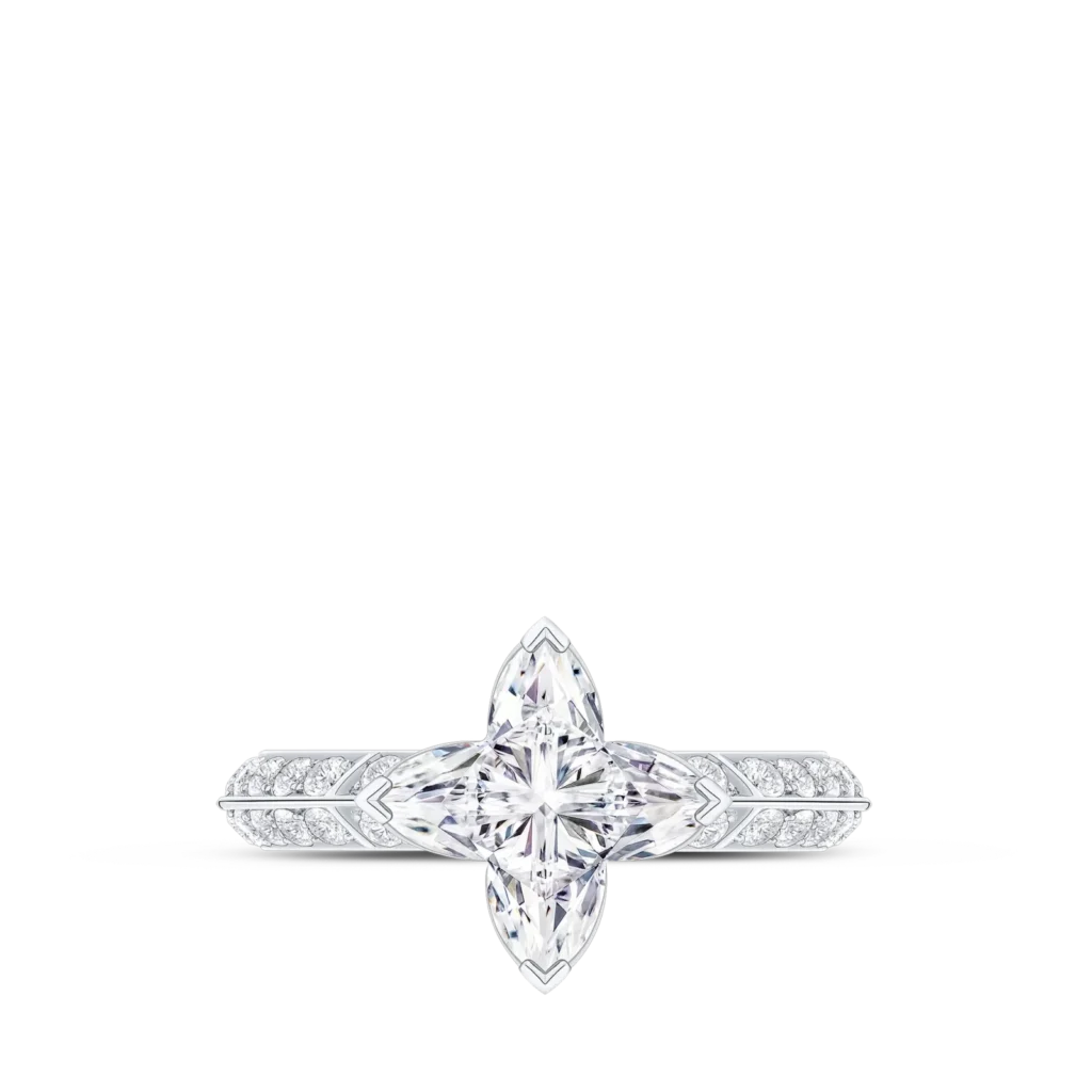 LV Diamonds Pavé Solitaire LV Monogram Star Cut Diamond Ring product photograph
