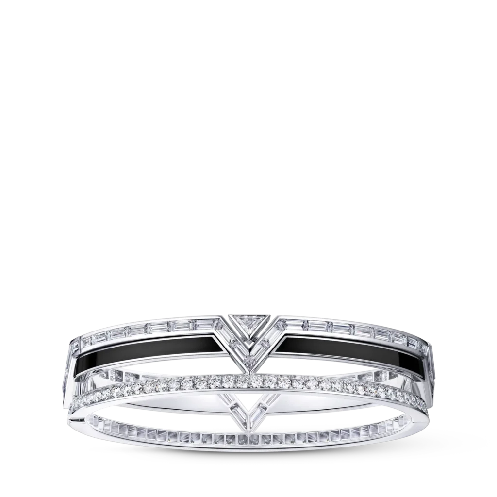 PURE V 18K gold (white) black lacquer diamond bracelet
