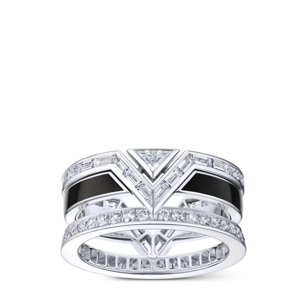 PURE V 18K gold (white) black lacquer diamond ring