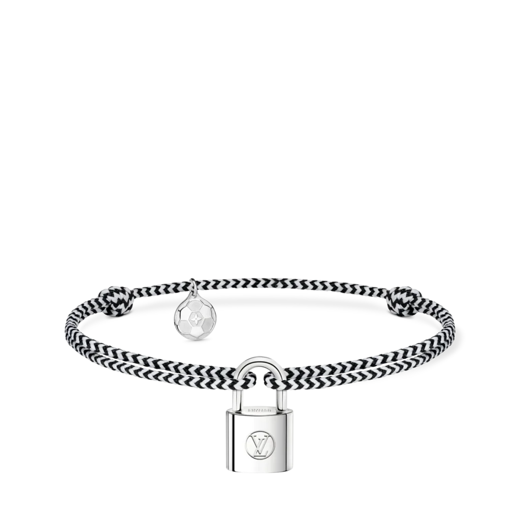 SILVER LOCKIT 925 silver football charm polyester fiber bracelet