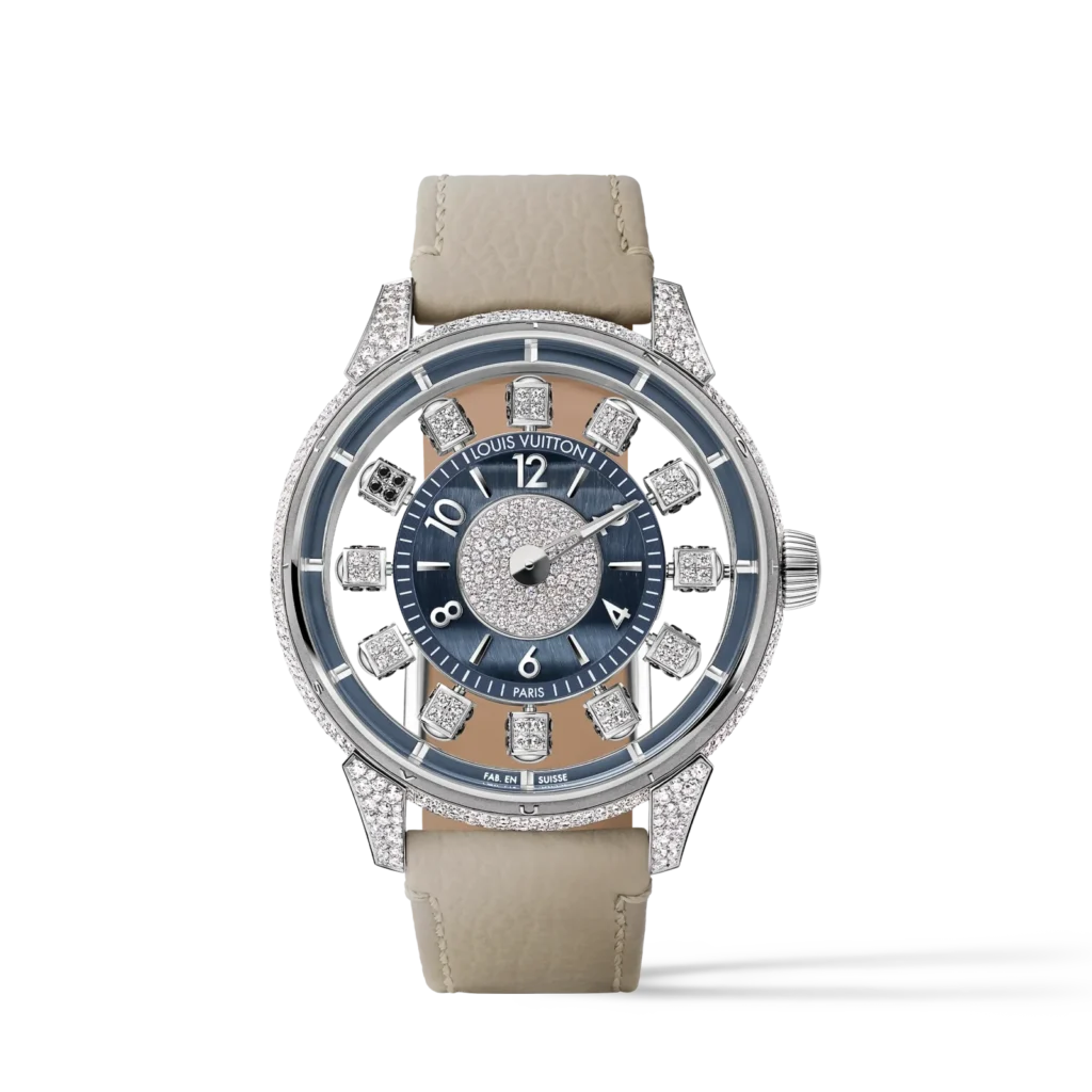 TAMBOUR TAIKO SPIN TIME AIR 18K Gold (White) Hawk Eye Pattern Diamond Automatic Watch, 42.5 mm product photograph