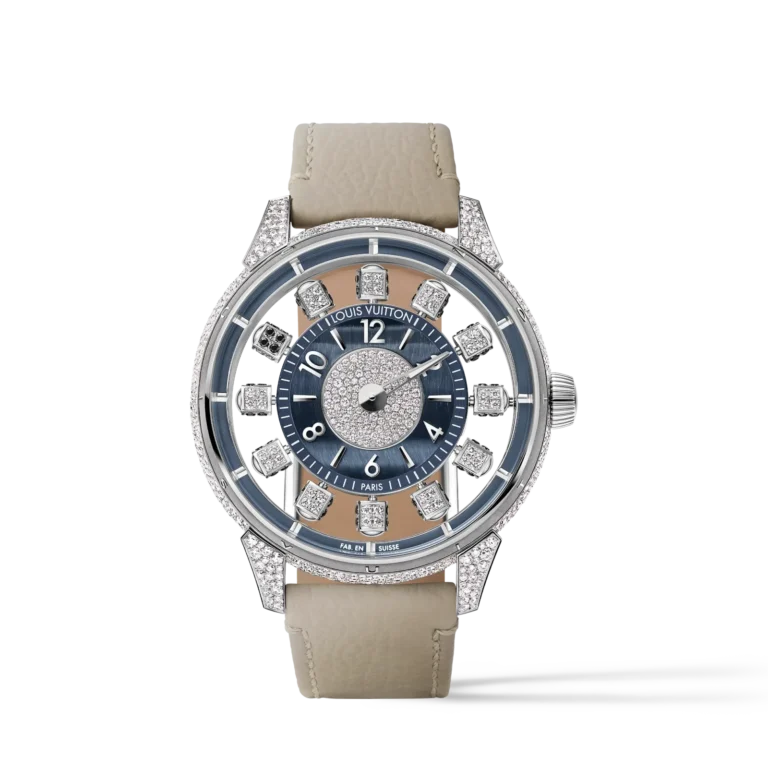 TAMBOUR TAIKO SPIN TIME AIR 18K Gold (White) Hawk Eye Pattern Diamond Automatic Watch, 42.5 mm
