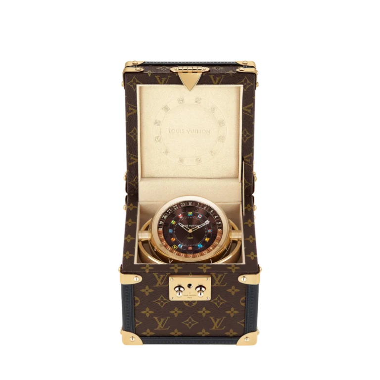 TRUNK brass MONOGRAM quartz clock, 80 mm