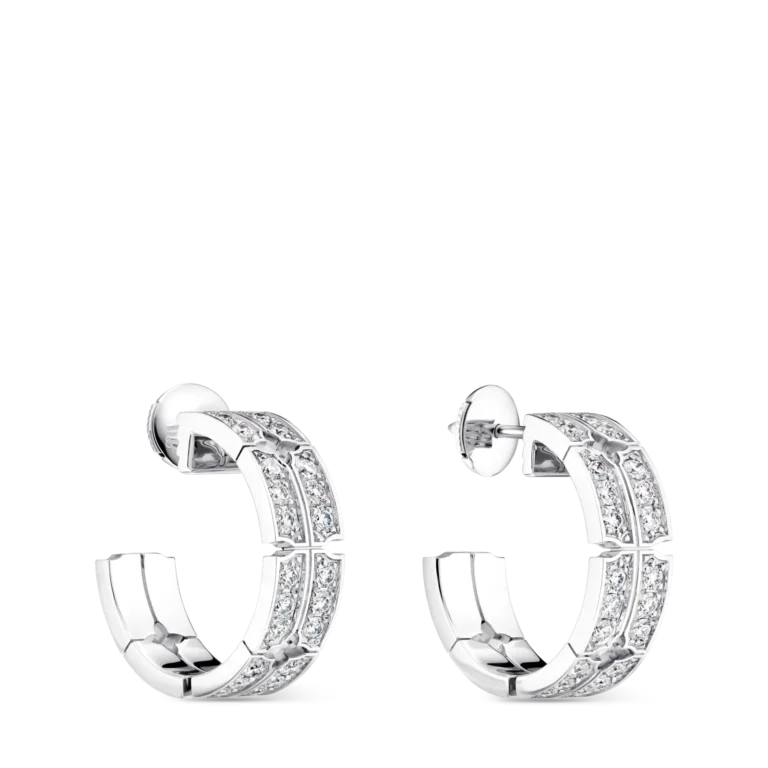 TUMBLER LARGE 18K Gold (White) Diamond Earrings