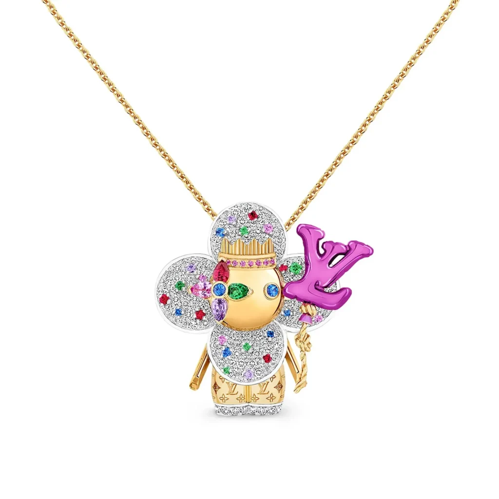 VIVIENNE CELEBRATION 18K gold titanium metal gemstone necklace