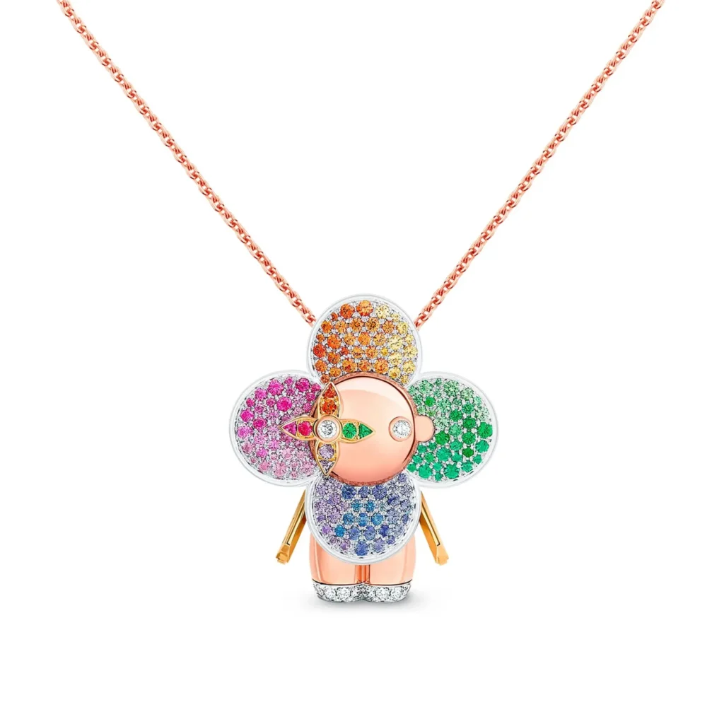 VIVIENNE RAINBOW 18K Gold Diamond Gemstone Necklace